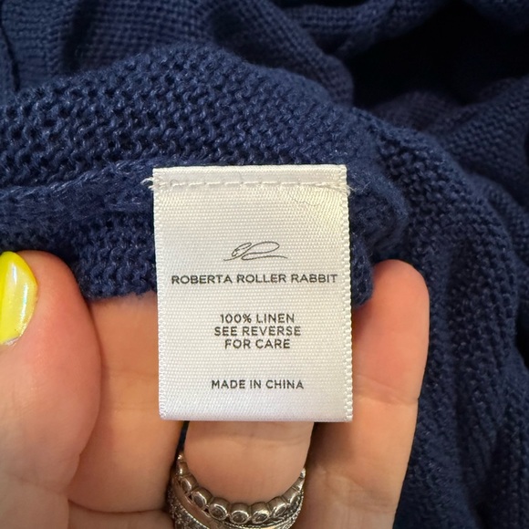 ROBERTA ROLLER RABBIT Breeze Open 100% Linen Long Cardigan Pockets XS / Small - Picture 5 of 5